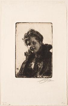 Anders Zorn · ANDERS ZORN, etsning, utförd 1903, signerad med blyerts.