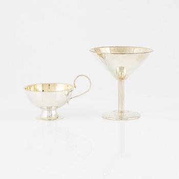 Punschmuggar, 11 st samt cocktailglas, 3 st, silver, BEFA, Göteborg, bl.a. 1976.