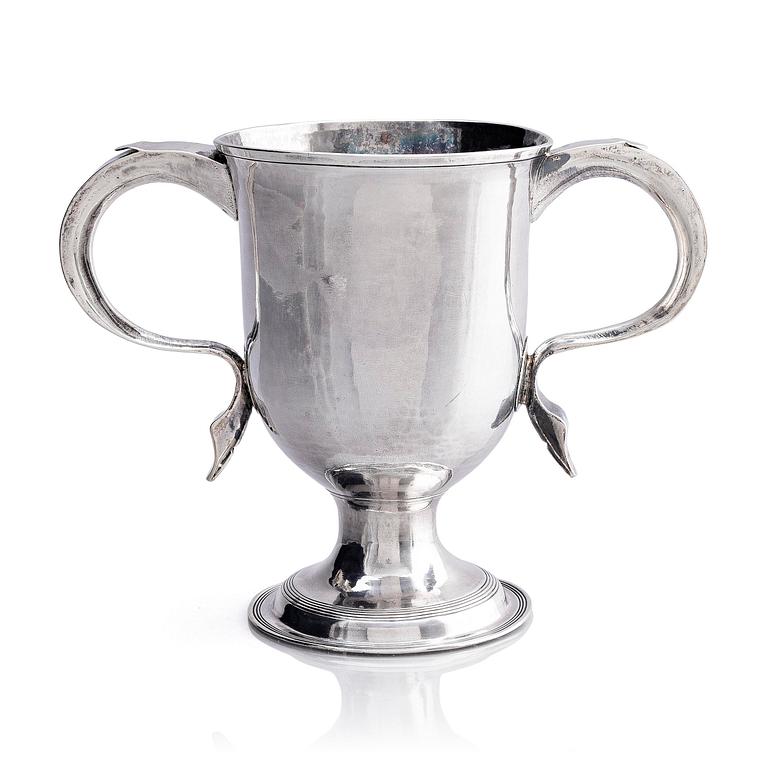 A Brittish 18th century two-handled silver cup, mark of Joshua Lejeune, London 1790.