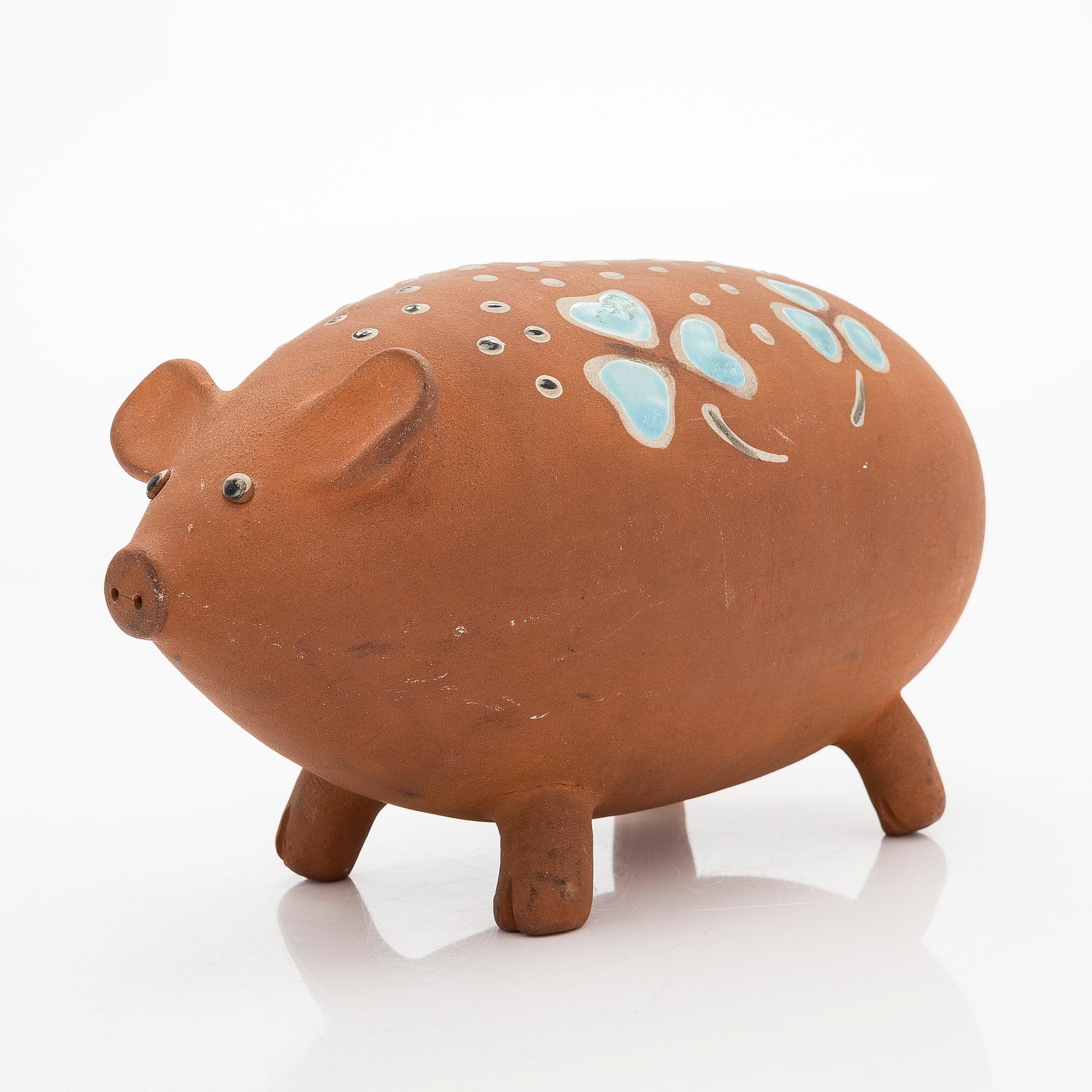 Marita Lybeck, a red clay sculpture / piggy bank, unsigned.