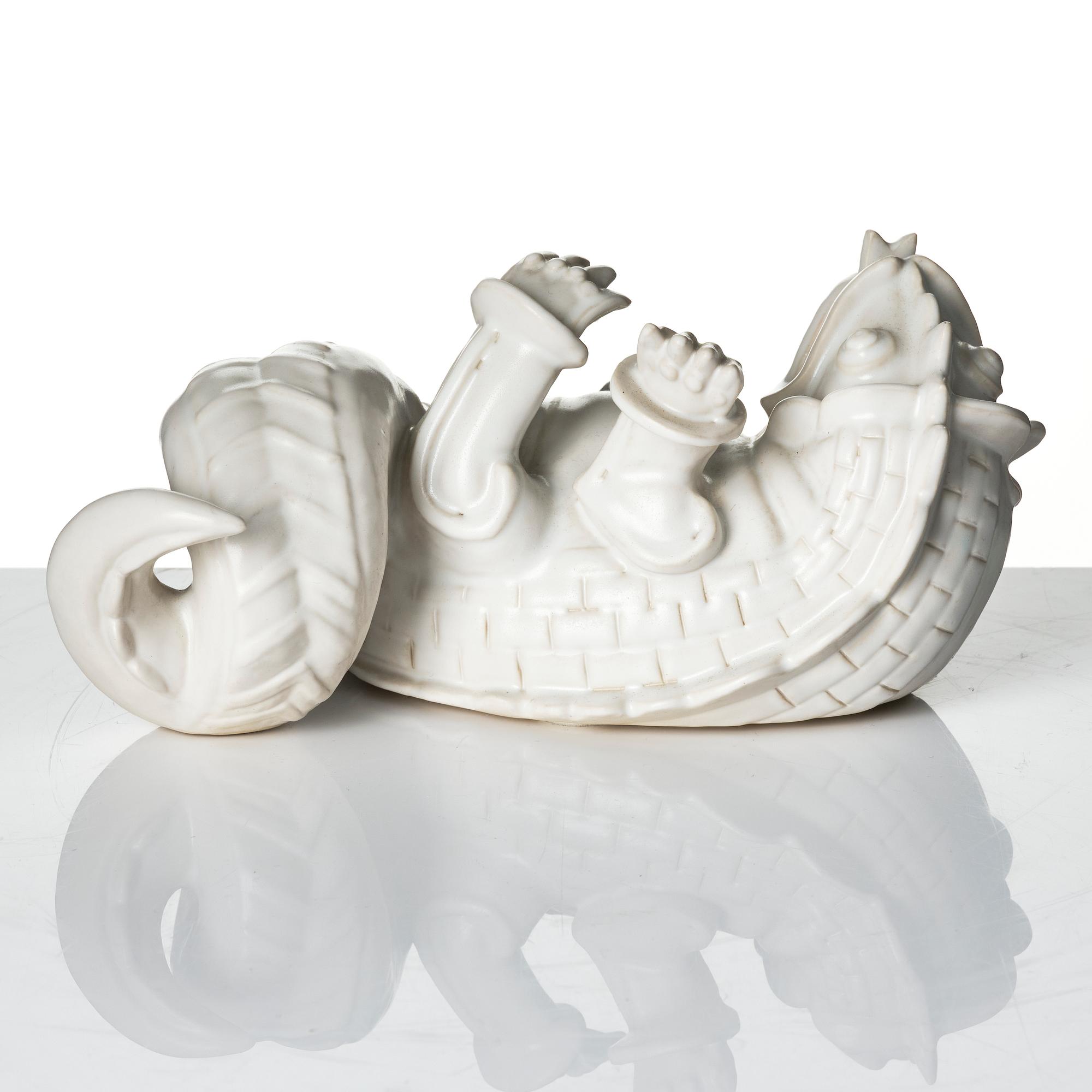 Wilhelm Kåge, two ceramic sculptures av dragons, Gustavsberg, ca 1940.