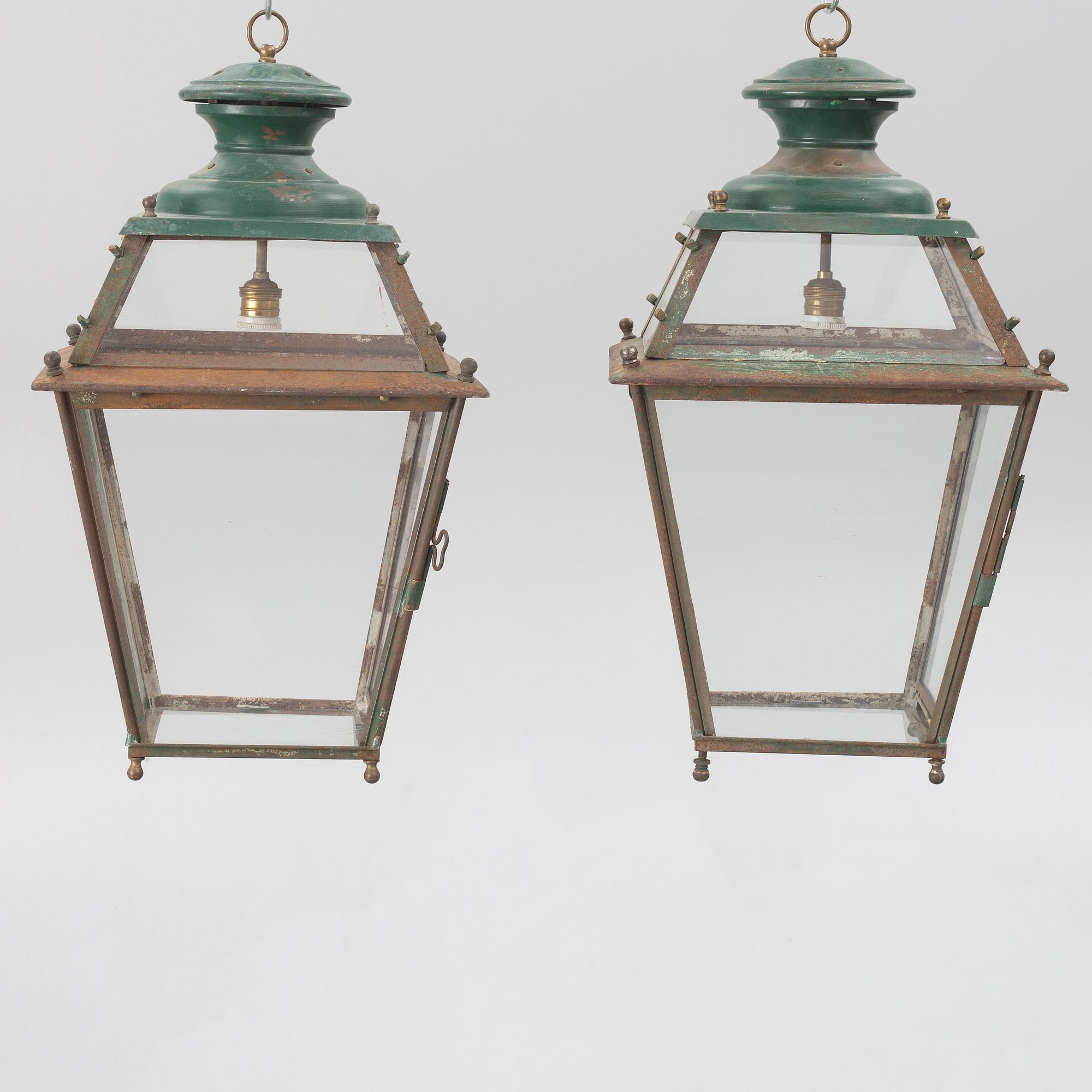 Ceiling lanterns, a pair, 19th century.