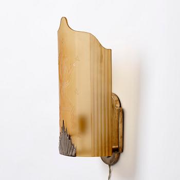 Edward Hald, vägglampa, variant av modell "HD 24", Orrefors, 1920-30-tal.