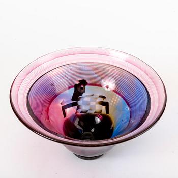 A signed Bertil Vallien Kosta Boda glass bowl.