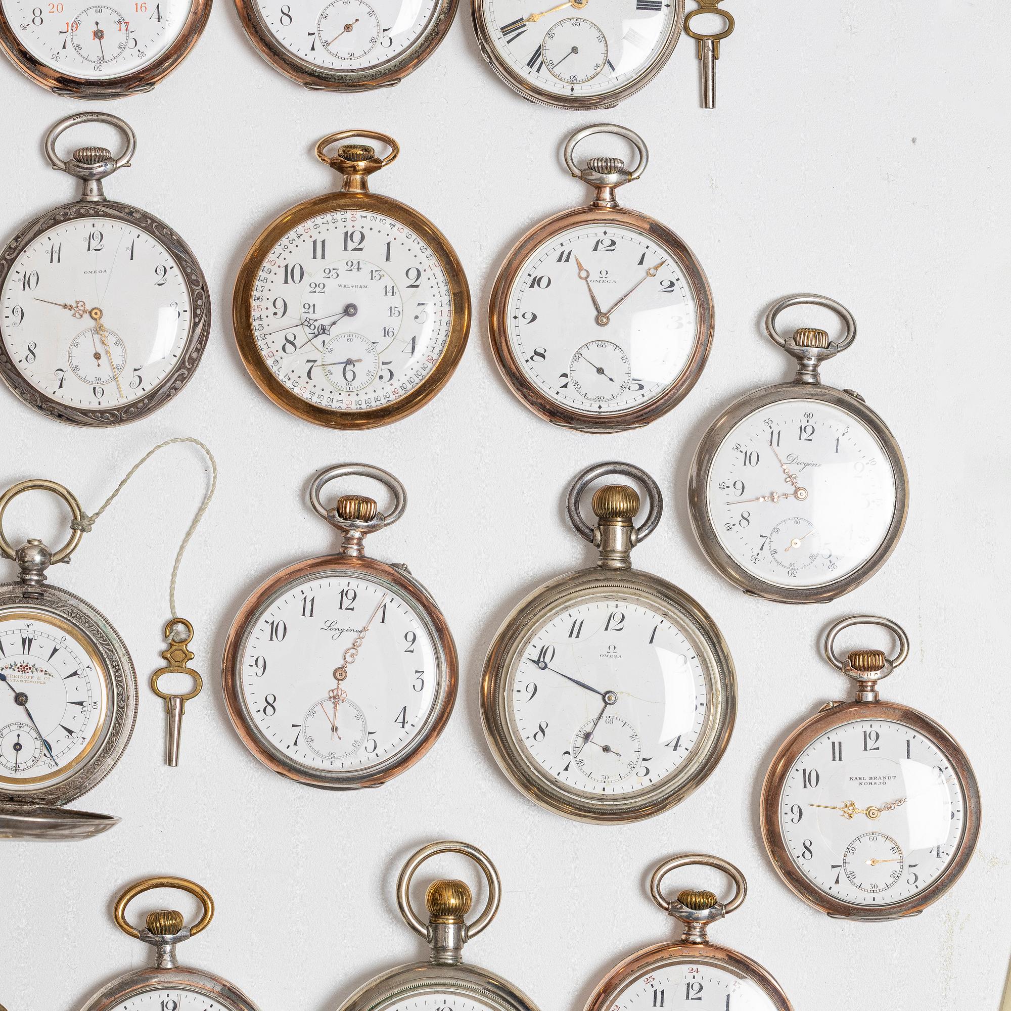 Collection of pocket watches, 63 pieces, "No reserve", various materials.
