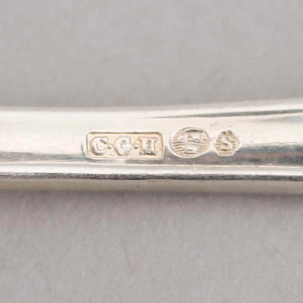 KAFFESKEDAR, 12 st, silver, CG Hallberg. Total vikt 153 g.