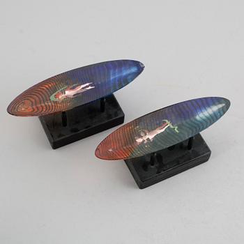 SKULPTURER, 2 st, glas, Bertil Vallien, Kosta Boda.