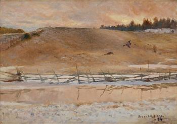 607. Bruno Liljefors, Wild geese in a twilight landscape.