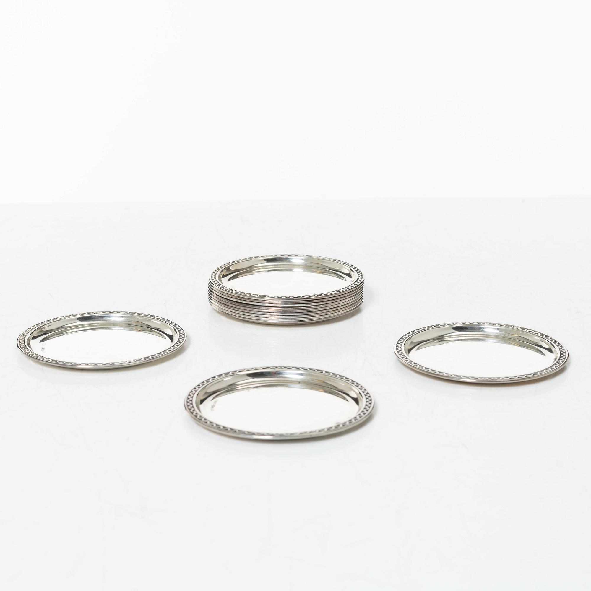 A set of twelve Swedish silver coasters, marks of GAB, Stockholm 1962-1962.