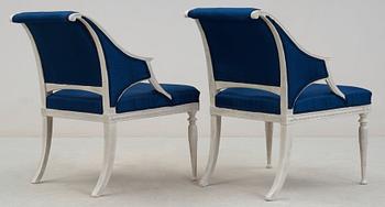 A pair of late Gustavian circa 1800 armchairs by E. Ståhl.