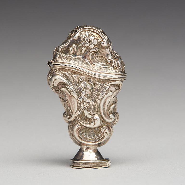 Jöran Stammer, luktdosa, silver, (verksam i Jönköping 1729-1752(-1754)). Rokoko.