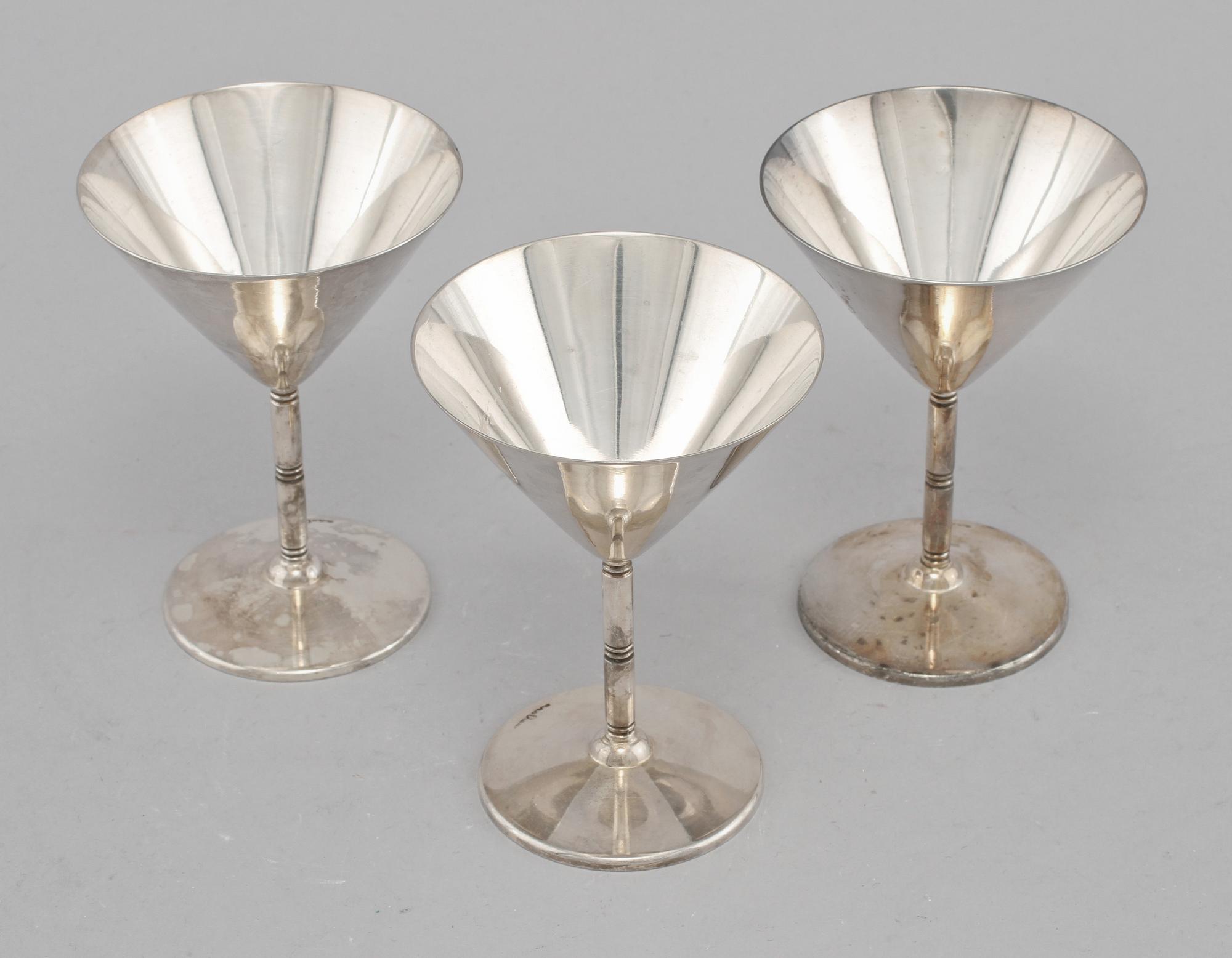 MARTINIGLAS, 12 st, nysilver, GAB, 1900-tal.