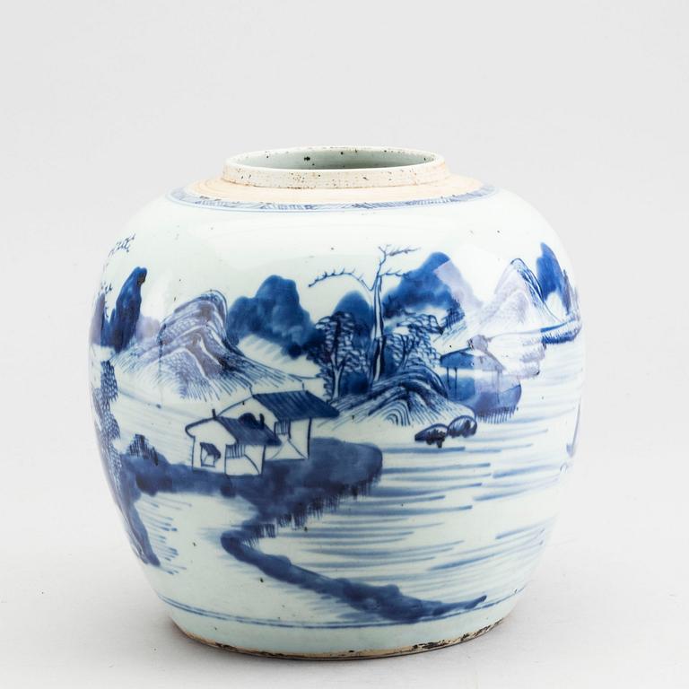 A Chinese 19th century porcelain blue and white urn.