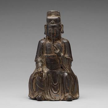 467. A bronze sculpture of a daoist dignitary, Ming dynasty (1368-1644).