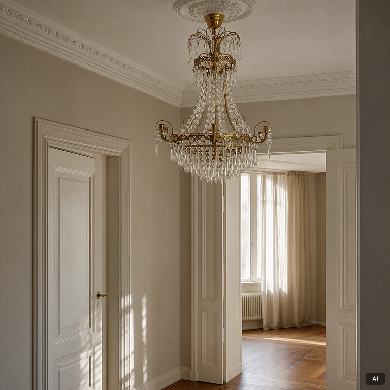 Chandelier, Gustavian style, first half of the 20th century.