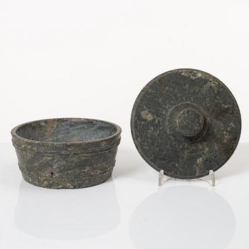 A 'Kolmård' marble butter box, Sweden, early 19th century.