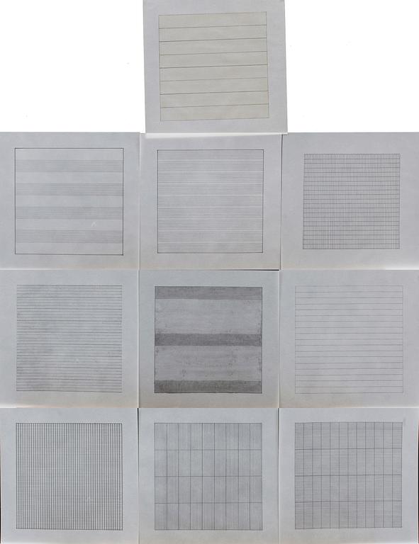 AGNES MARTIN. Paintings and drawings : Stedelijk Museum Portfolio (10 lithographs). 1990.