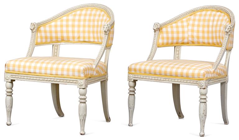 A pair of late Gustavian armchairs.