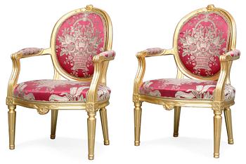 857. A pair of Gustavian armchairs.