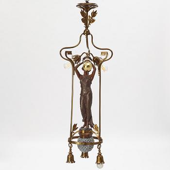 An Art Nouveau ceiling lamp, France, around 1900.