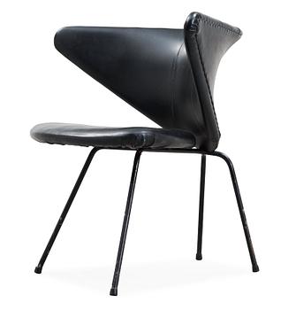 A Folke Jansson black lacquered steel, leather and artificial leather chair, 'Myggan', 1956.