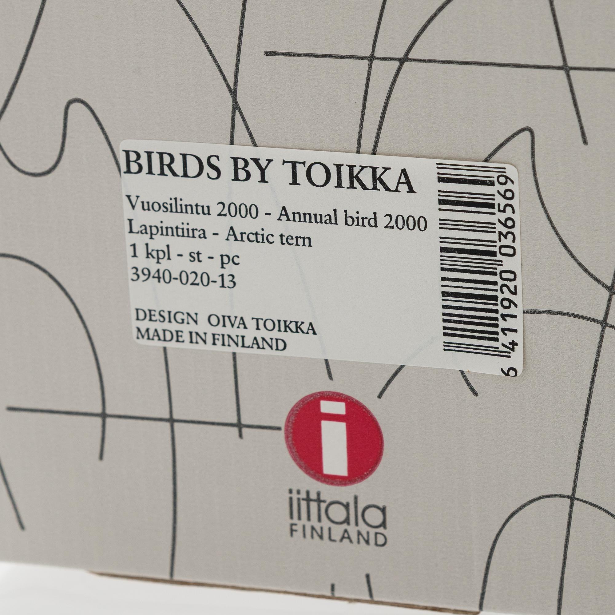 Oiva Toikka, vuosilintu, "Lapintiira", signeerattu O. Toikka Nuutajärvi 2000.