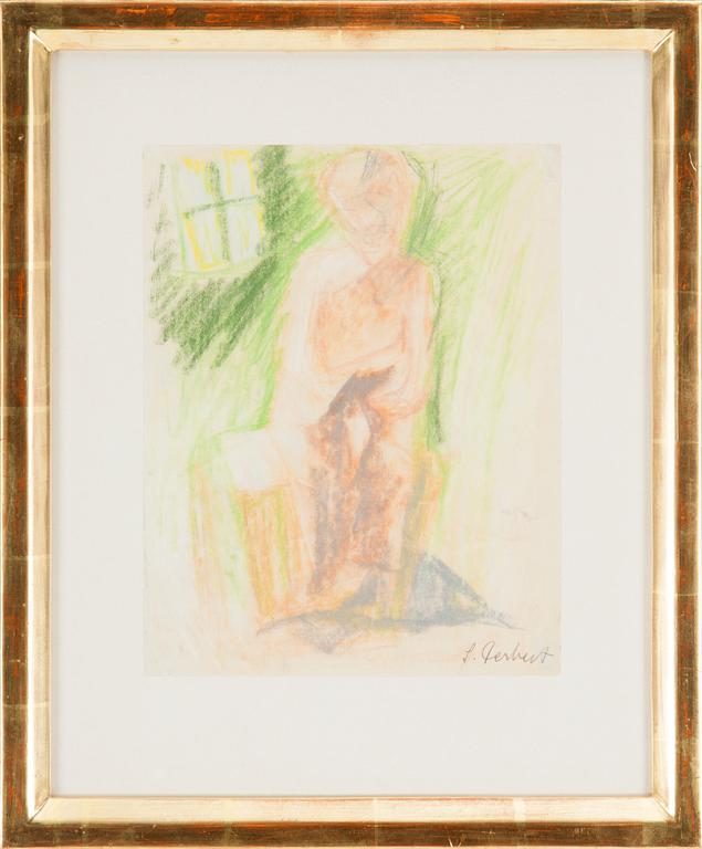 SIRI DERKERT, crayon on paper, signerad.