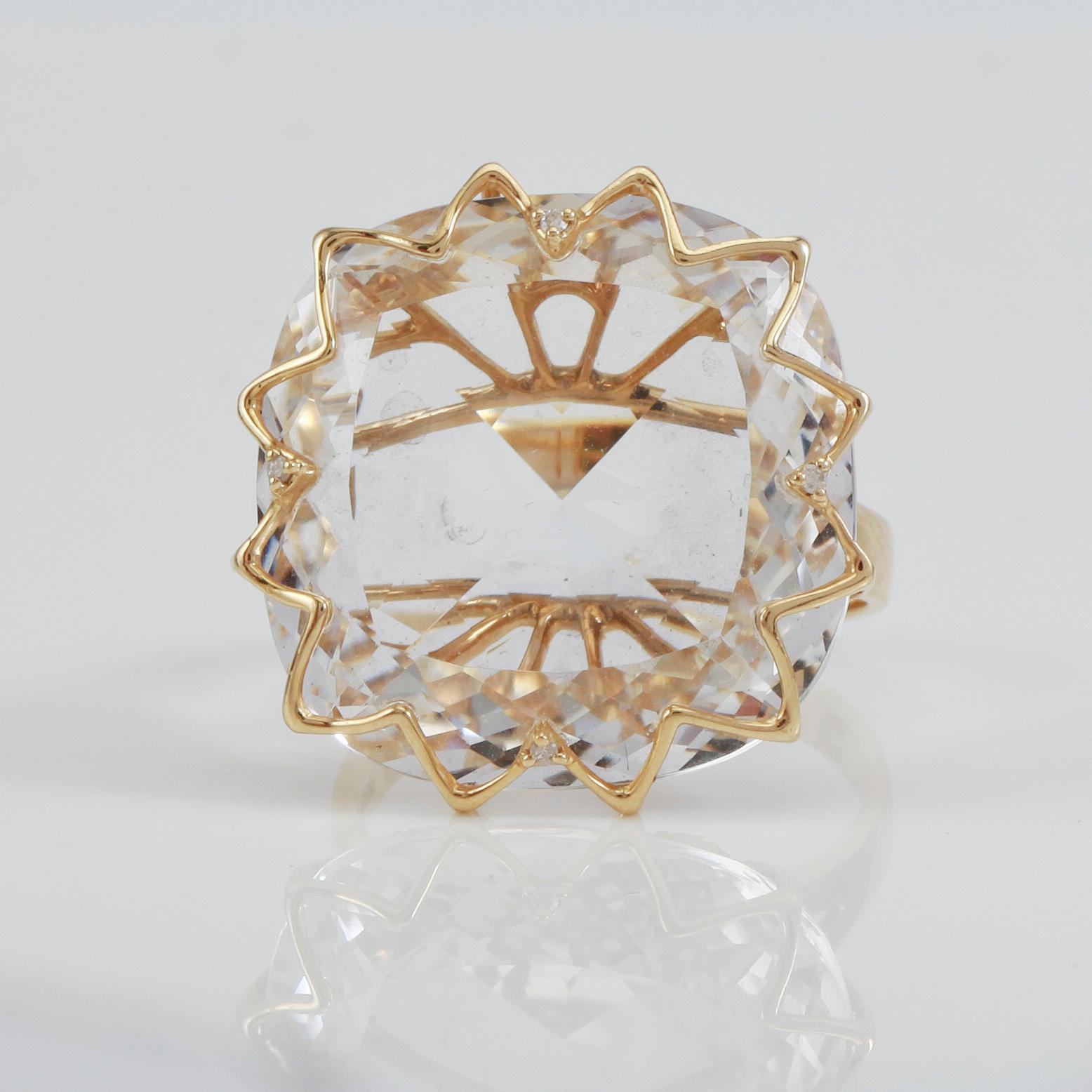 RING, 14K guld och bergkristall.