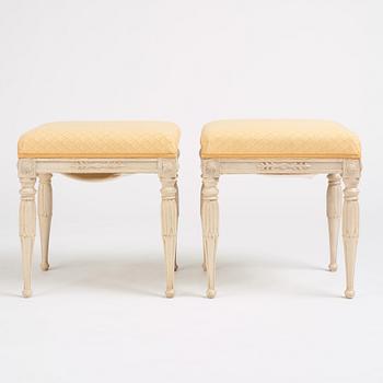 A pair of late Gustavian stools, Stockholm, around 1800.