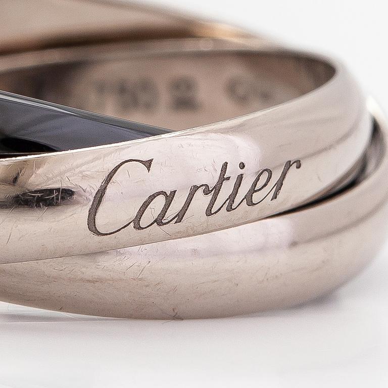 Cartier, An 18K white gold a ceramic ring "Trinity". Marked Cartier, JQV623.