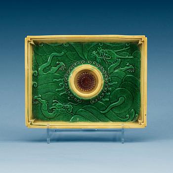 1690. A biscuit ceremonial cup stand, Qing dynasty.