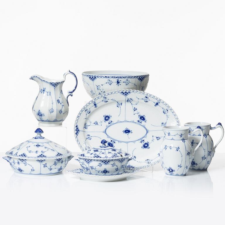 Royal Copenhagen, seven service pieces, 'Blue Fluted', Denmark.