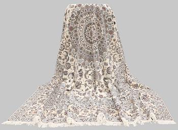 A part silk Nain carpet s.k 6LAA, ca 408 x 304 cm.