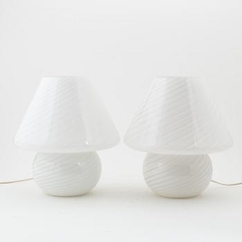 A pair of glass table lamps, Murano, Italy 1970/80's.