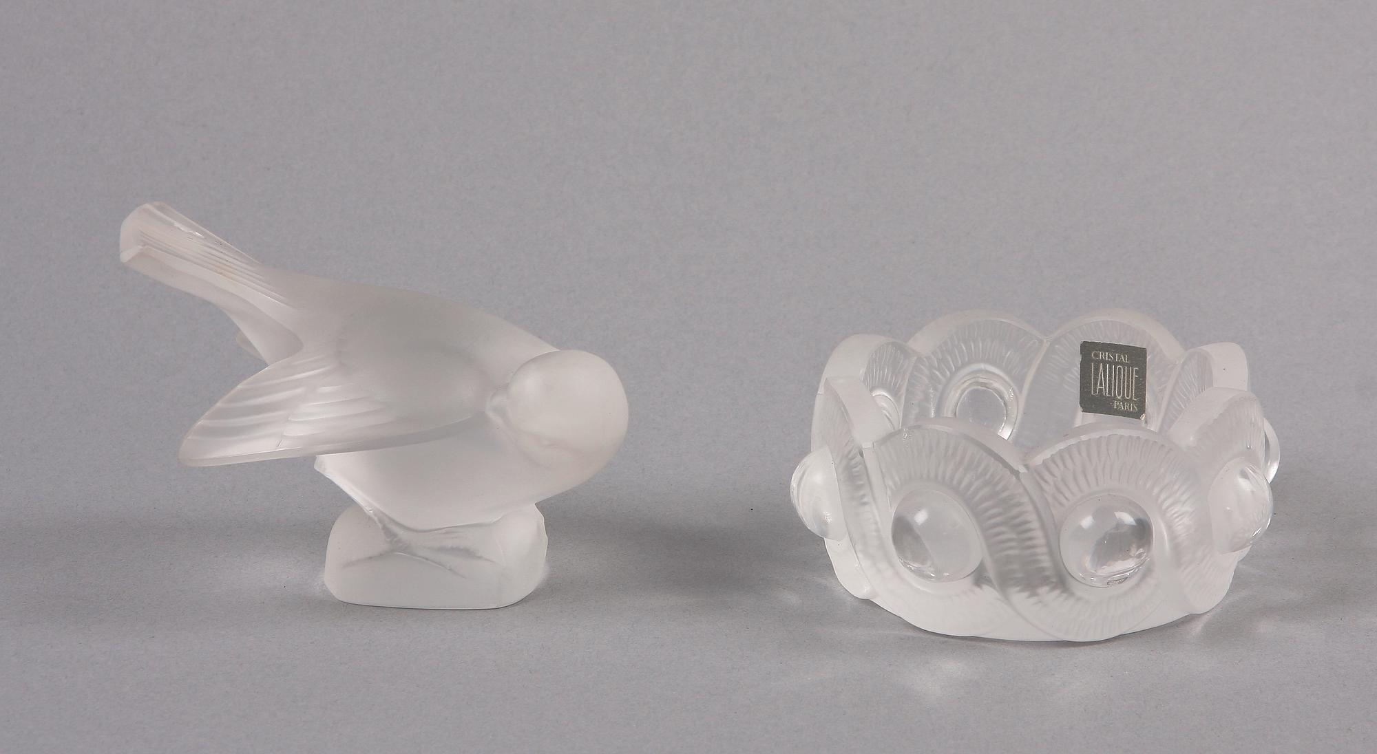 SKÅL samt FIGURIN, glas, Lalique Paris, Frankrike, 1900-tal.