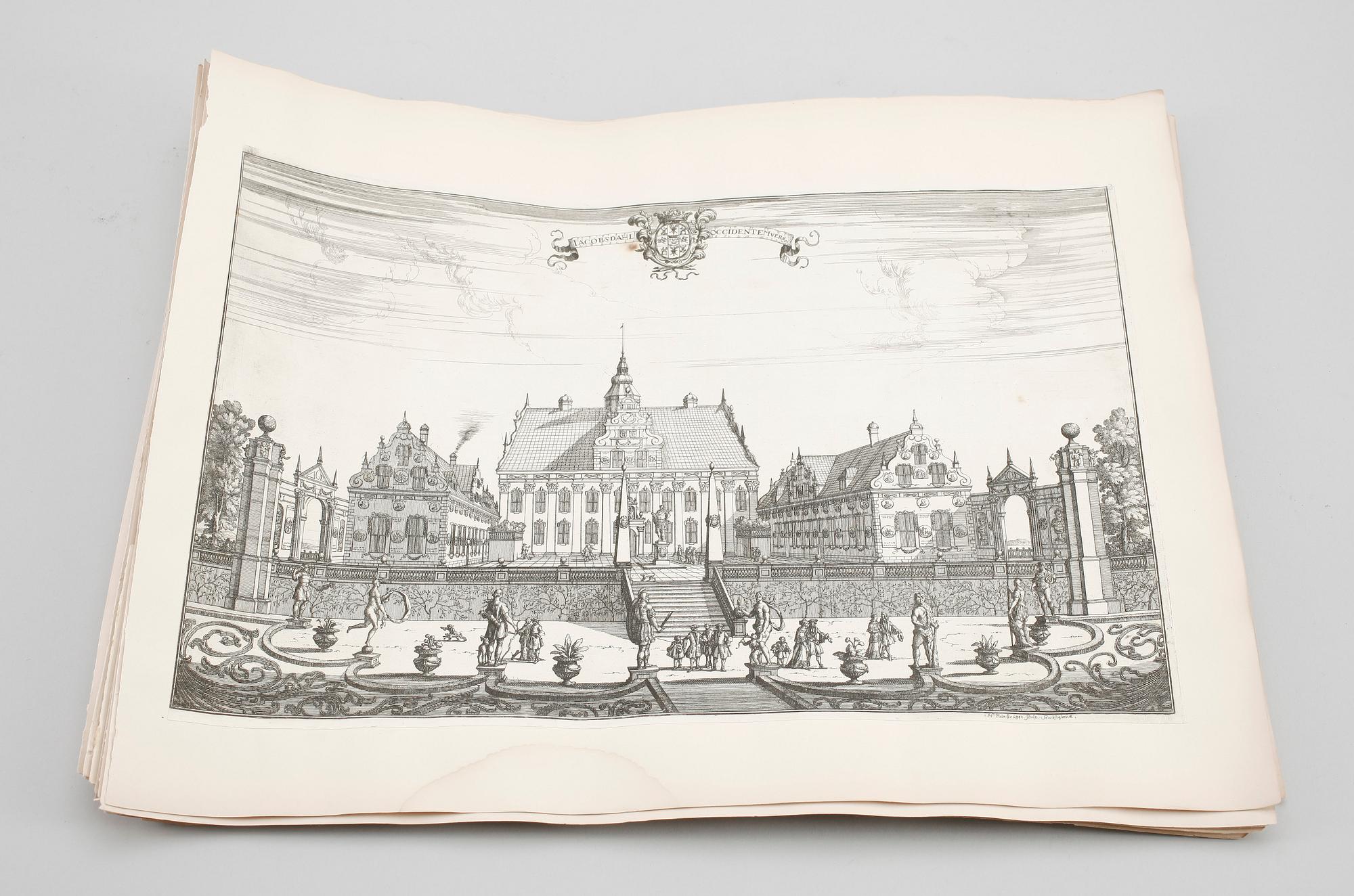 TRYCK, 18 st, efter Erik Dahlbergs "Suecia antiqua et hodierna" 18/1900-tal.