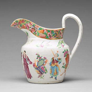 A large Canton famille rose ewer, Qing dynasty, 19th Century.