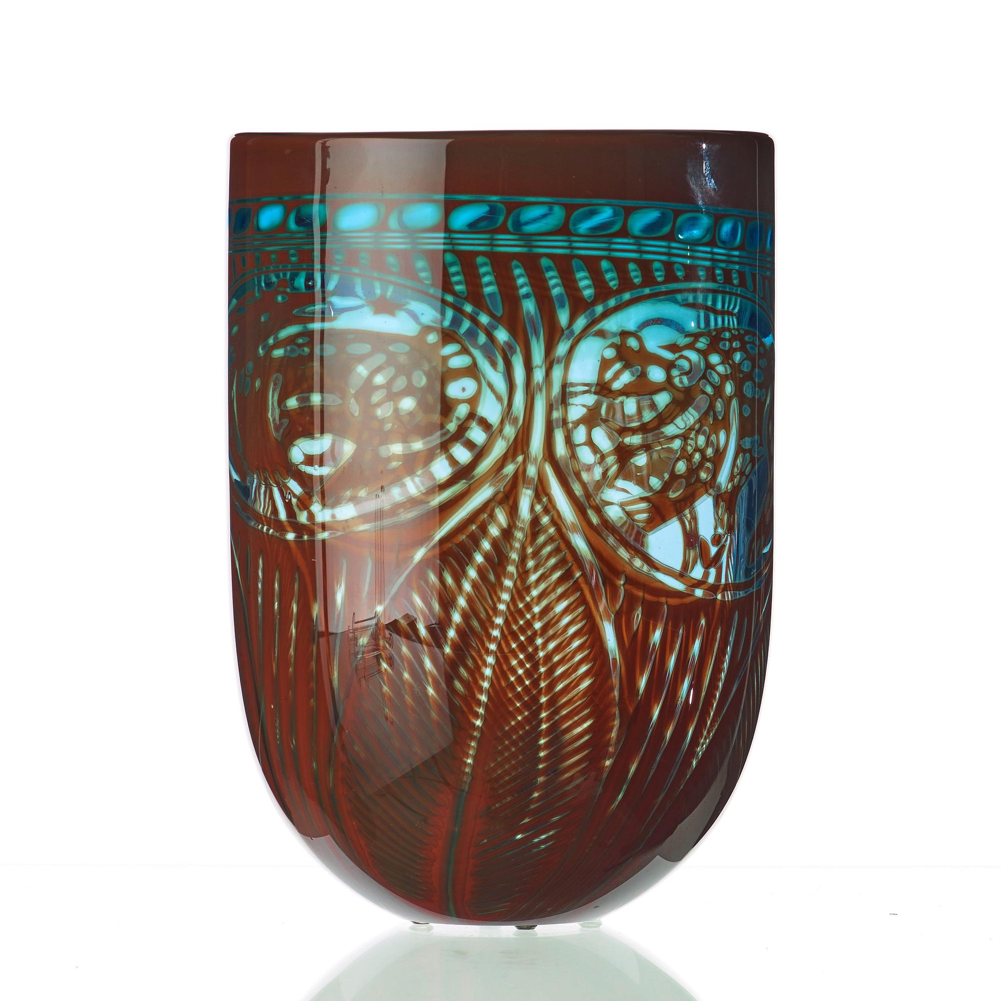Gunnar Cyrén, a 'graal' glass vase, Orrefors, Sweden 1980's.
