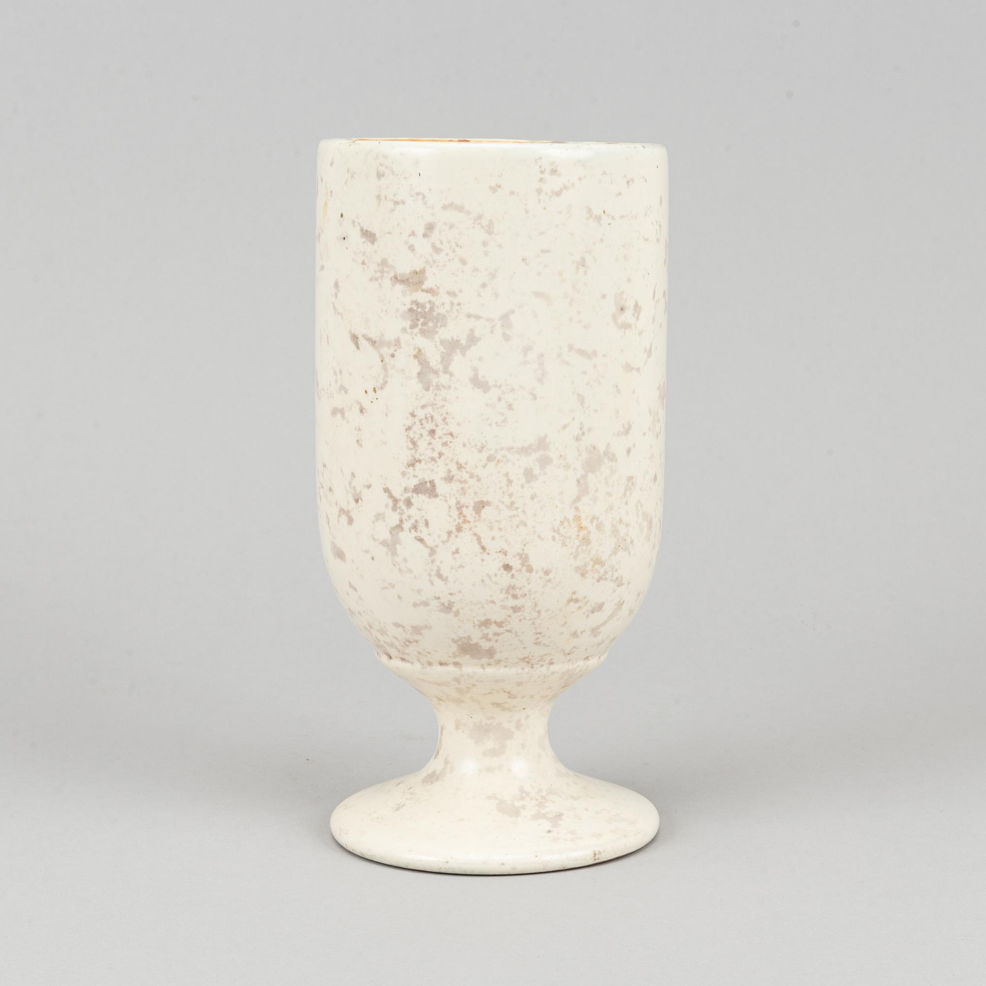 Hans Hedberg, a faience sculpture of an egg and a vase / egg cup, Biot, France.