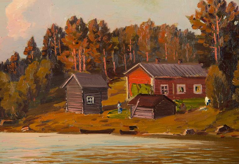 Eugen Taube, Shore Houses in Evening Light.