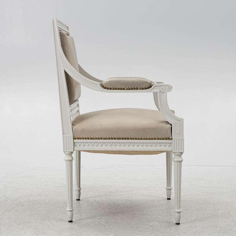 A Late Gustavian style armchair, second half of the 20th century.