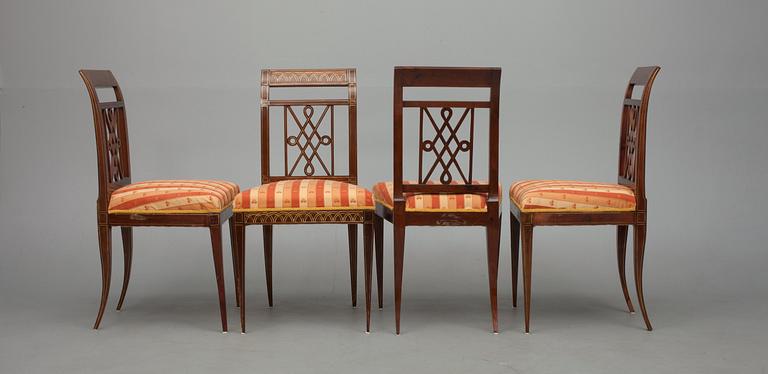 A SET OF FOUR CHAIRS.