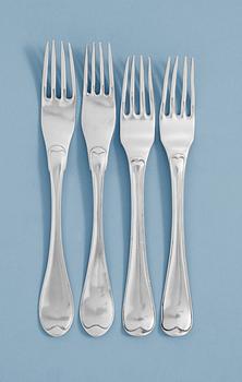 A set of twelve Swedish 18th century dinner-forks, makers mark of Gustaf Stafhell d.y., Stockholm 1765.