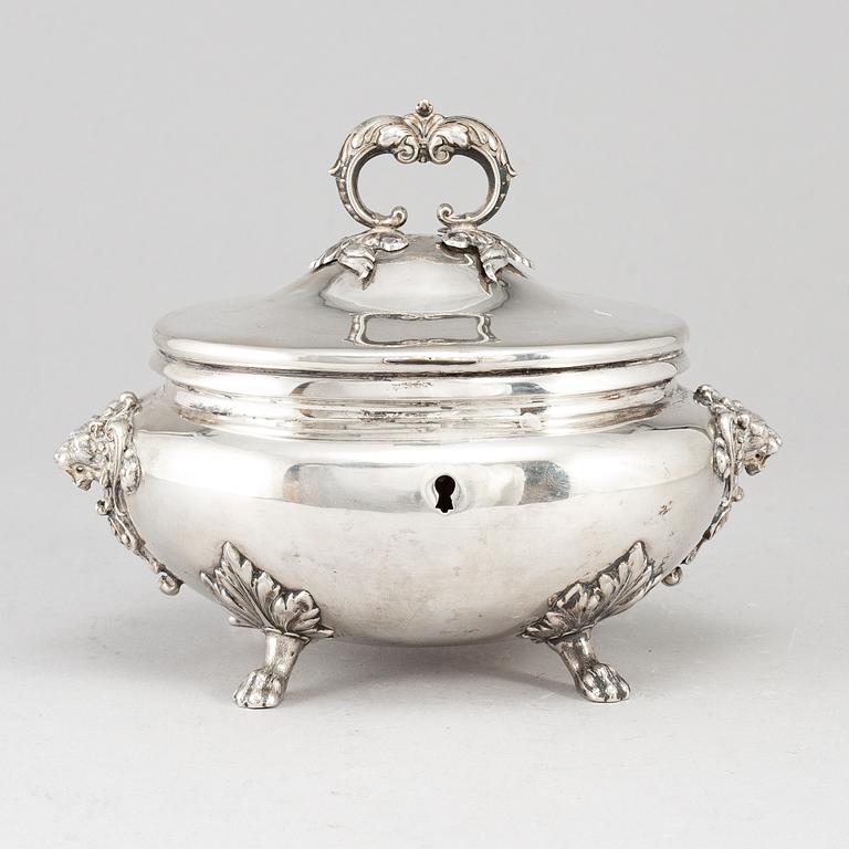 A German late 19th century silver sugar-box.