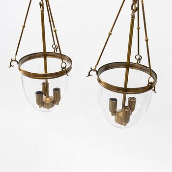 Ceiling lamps, a pair, second half of the 20th century.