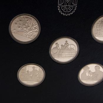 Minnesmyntsamling, 100 st, sterlingsilver, "Mänsklighetens 100 största uppfinningar", Franklin Mint.