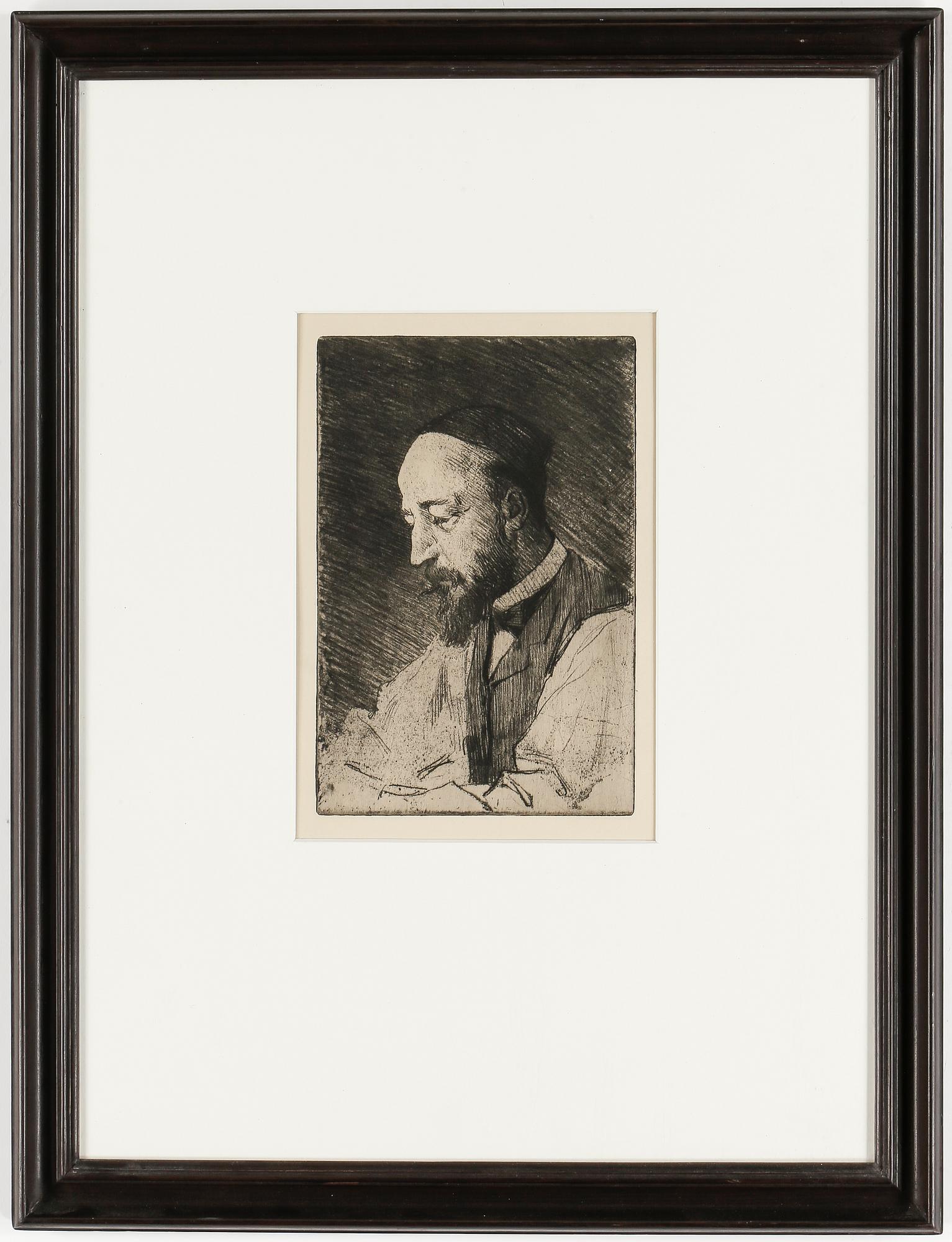 OSCAR BJÖRCK, etsning, signerad/inskriberad i blyerts "Oscar Björck / Målaren. Rob.
Thegerströms porträtt".