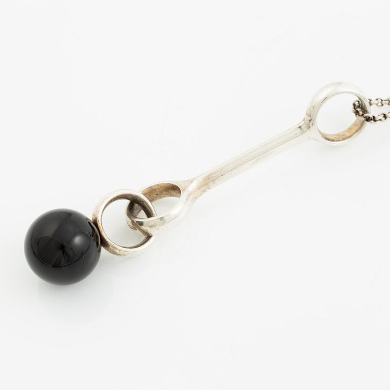 Necklace, Georg Jensen, "Sphere", design Regitze, silver with black agate.