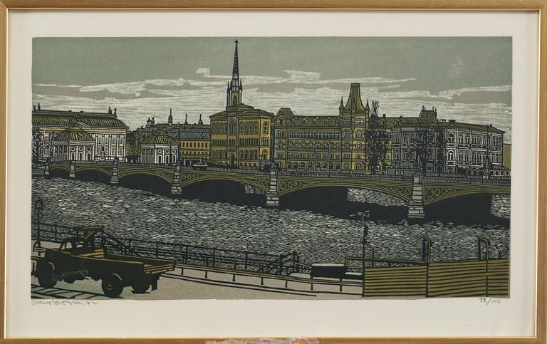 SVENOLOV EHRÉN, färglitografi, signerad, numrerad 32/110 och daterad -72.