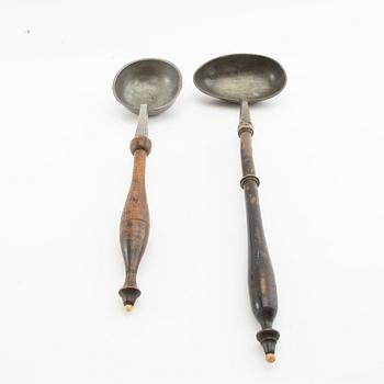 Bowl spoons/Soup spoons 2 pcs 19th century, tin.